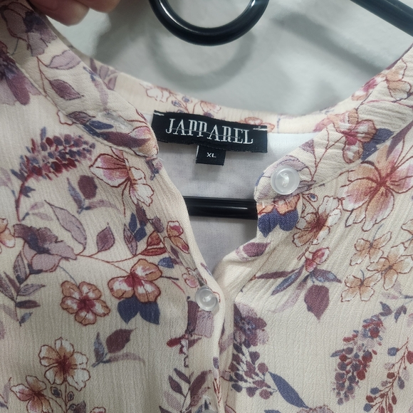 Floral Long Sleeve Dress in Cream and Purple - Picture 2 of 4